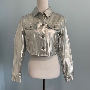 ZARA Women’s Cropped Silver Jacket Size M
